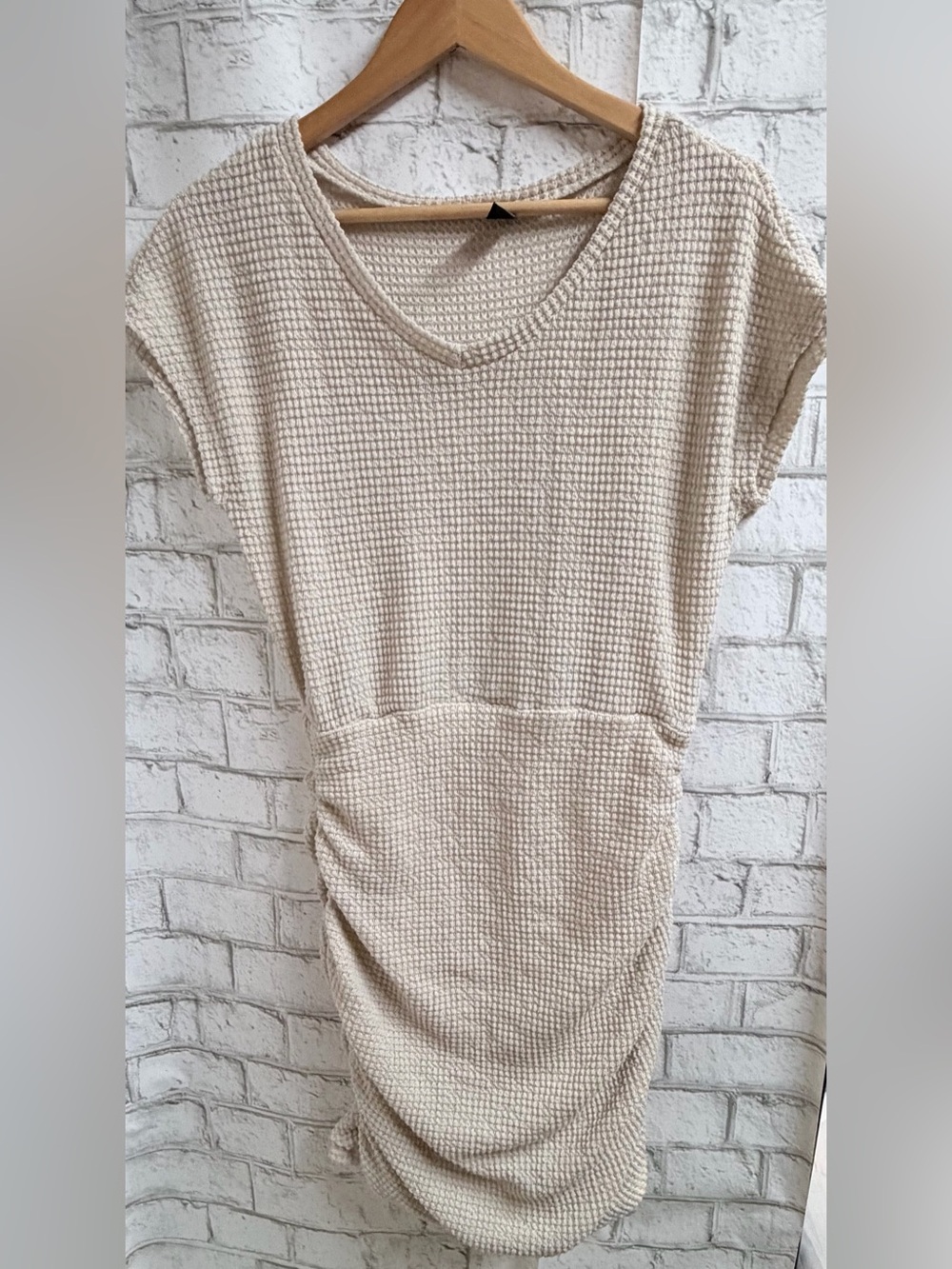 Cream Textured Knit Dress